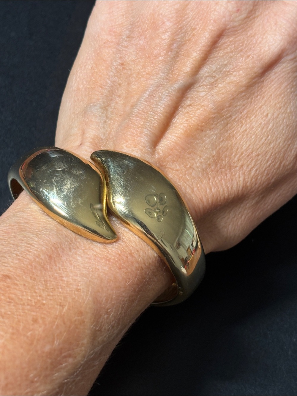 Chico's Polished Gold Tone Open Sculptural Cuff Bracelet